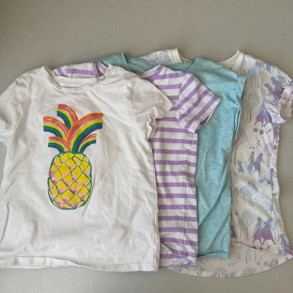 Lot of 4 Girls Disney Olaf 365 Kids Garanimals Graphic Tees Size 6-7